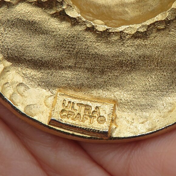 Ultra Craft Vintage Hat Gold Tone Brooch - Picture 6 of 7